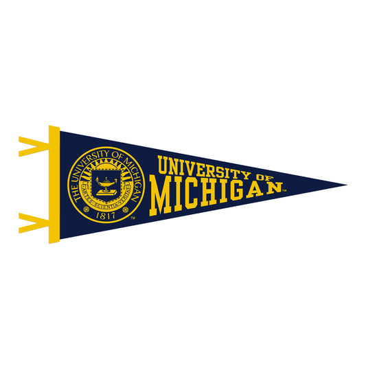 Michigan Wolverines Navy Crest Pennant - Front View