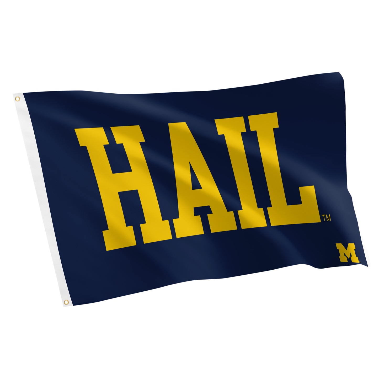 Michigan Wolverines Navy Hail Flag - Front View