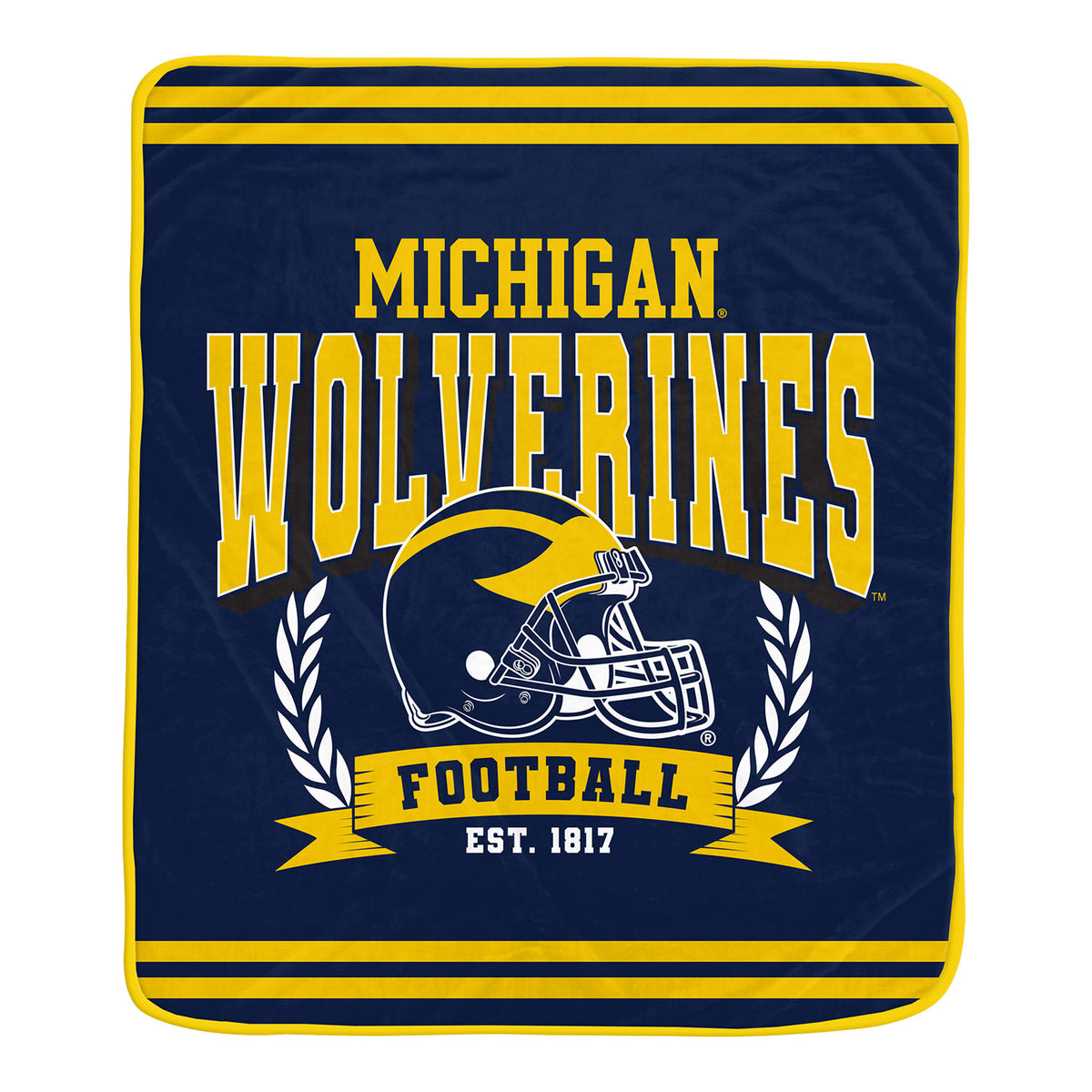 Michigan Wolverines Navy Crest Football Blanket