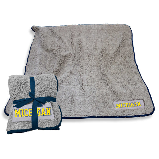 Michigan Wolverines Grey Frosty Fleece Blanket - Full View