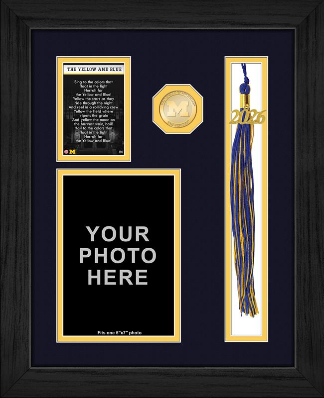 Michigan Wolverines Graduation Tassel & Photo Display Frame - Front View