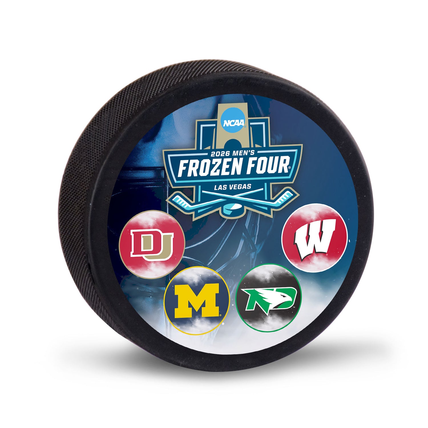 Michigan Wolverines Men's Hockey Frozen Four 4 Team Puck - Front View