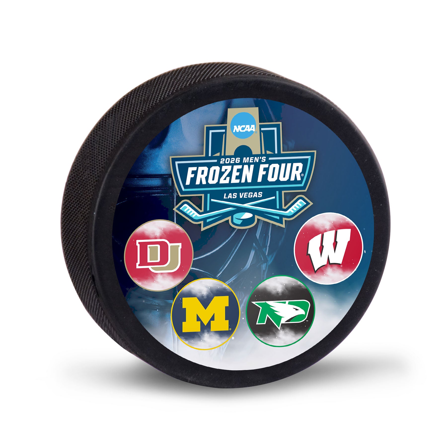 Michigan Wolverines Men's Hockey Frozen Four 4 Team Puck - Front View