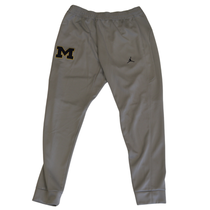 Nike Air Jordan Michigan Wolverines Grey Sweatpants - Front View