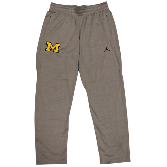 Nike Air Jordan Michigan Wolverines Grey Yellow Logo M Zipper Pocket Pants - Front View
