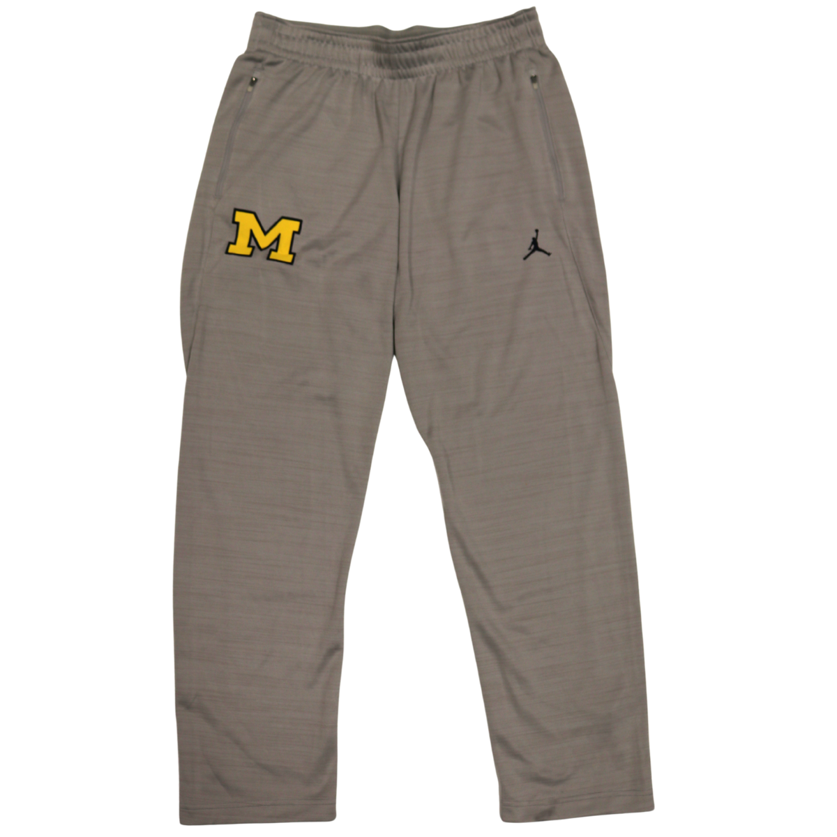 Nike Air Jordan Michigan Wolverines Grey Yellow Logo M Zipper Pocket Pants - Front View