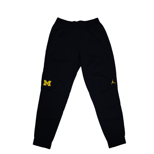 Nike Air Jordan Michigan Wolverines Navy Knee Yellow Logo M Pants - Front View