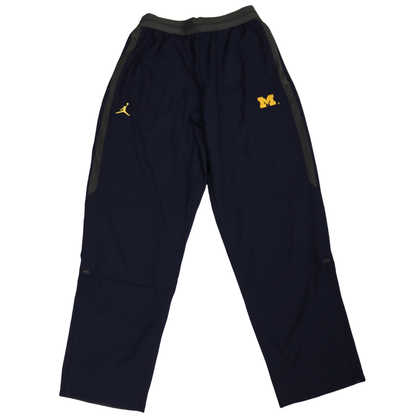 Nike Air Jordan Michigan Wolverines Navy Grey Windbreaker Pants - Front View