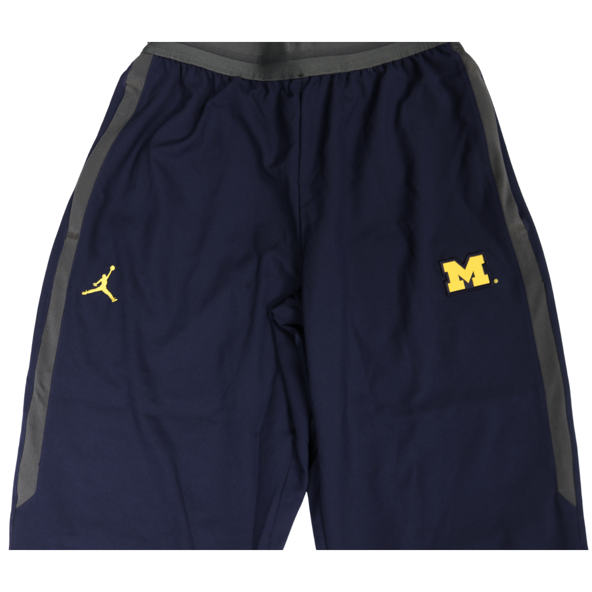 Nike Air Jordan Michigan Wolverines Navy Grey Windbreaker Pants - Close View