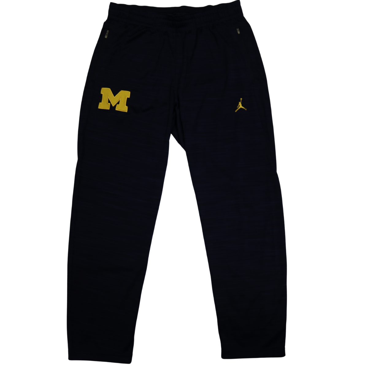 Nike Air Jordan Michigan Wolverines Navy Yellow Logo M Zipper Pocket Pants - Front View