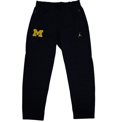 Nike Air Jordan Michigan Wolverines Navy Yellow Logo M Zipper Pocket Pants - Front View