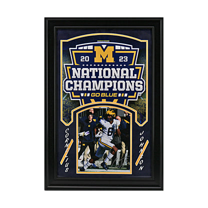 Cornelius Johnson Michigan Wolverines Autographed Signed 14" x 22" Framed Photo Collage - Front View