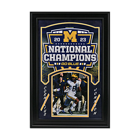 Cornelius Johnson Michigan Wolverines Autographed Signed 14" x 22" Framed Photo Collage - Front View