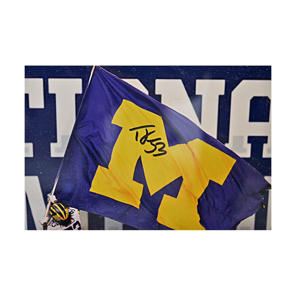 Trente Jones Michigan Wolverines Autographed Signed Photo & Credential  20" x 20" Framed 3-D Collage - Signature View