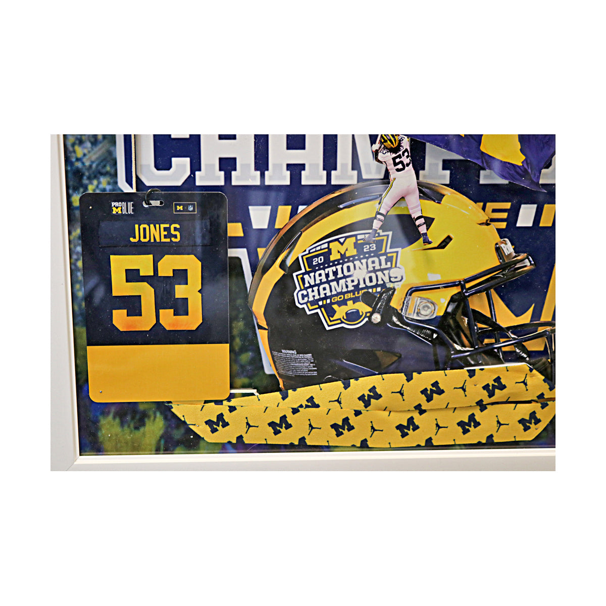 Trente Jones Michigan Wolverines Autographed Signed Photo & Credential  20" x 20" Framed 3-D Collage - Close View