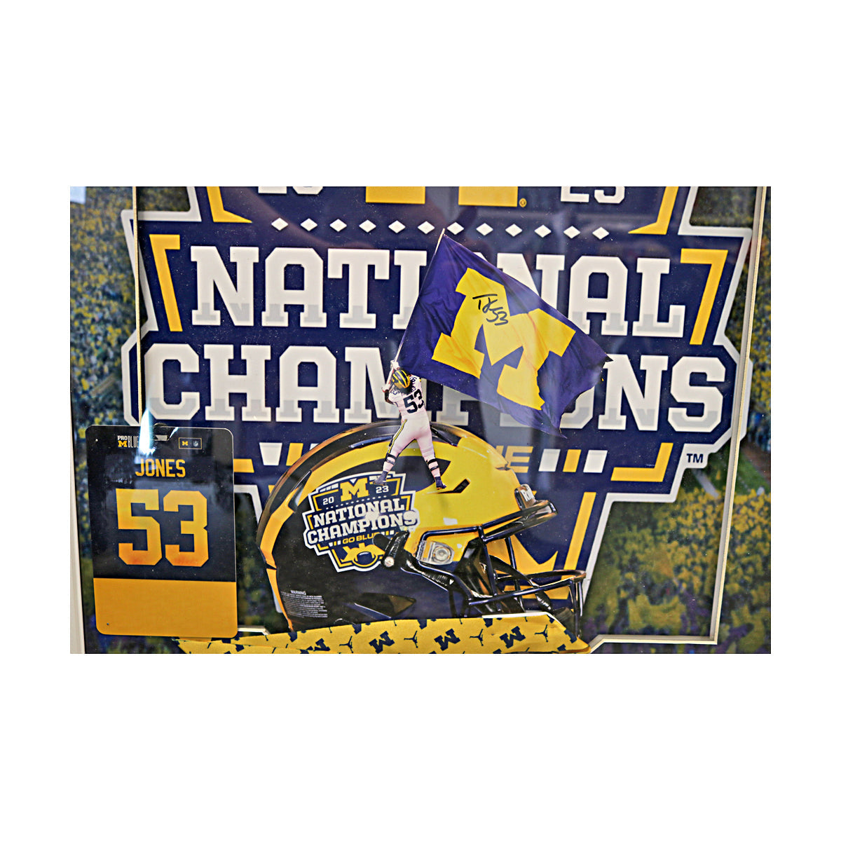 Trente Jones Michigan Wolverines Autographed Signed Photo & Credential  20" x 20" Framed 3-D Collage - Focus Graphic View
