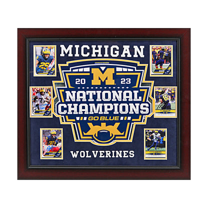 Michigan Wolverines Autographed Signed 6 Card 2023 National Champions 16" x 19"  Framed Collage - Front View