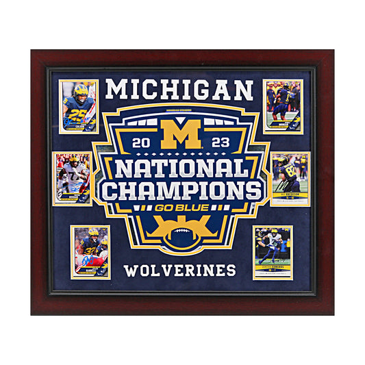 Michigan Wolverines Autographed Signed 6 Card 2023 National Champions 16" x 19"  Framed Collage - Front View