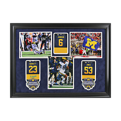 Michael Barrett, Cornelius Johnson & Trente Jones Michigan Wolverines Autographed Signed Framed 20" x 28" Framed Collage - Front View