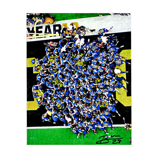 Ben Hall Michigan Wolverines Autographed Signed Team Huddle 8x10 Photo (CX Champions Circle LOA) - Front View