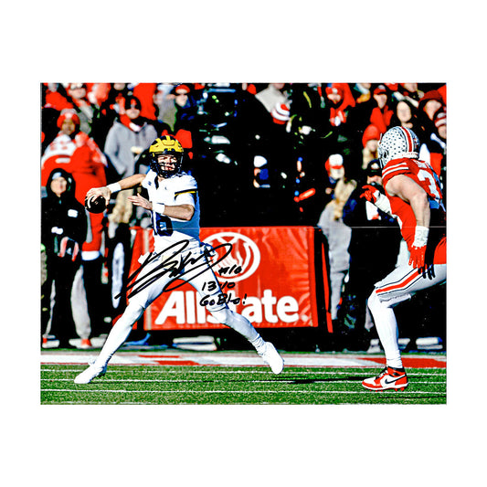 Davis Warren Michigan Wolverines Autographed Signed Inscribed '13-10 Go Blue' 8x10 Photo (CX Champions Circle LOA) - Front View