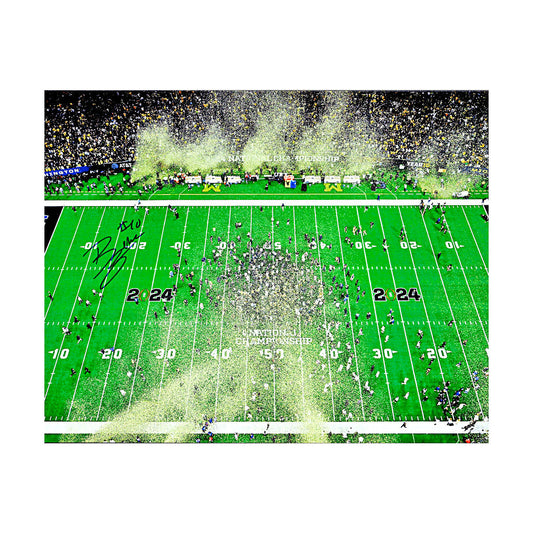 Zeke Berry Michigan Wolverines Autographed Signed National Championship Game in Blue 8x10 Photo (CX Champions Circle LOA) - Front View