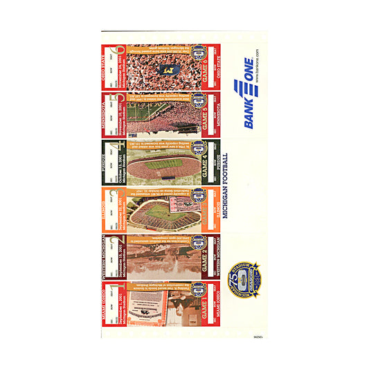 University of Michigan 2001 Home Season Ticket Strip   RARE In White - Front View