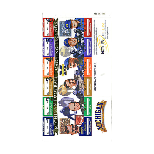 University of Michigan 1999 Home Season Ticket Strip   Tom Brady Team MVP In White - Front View