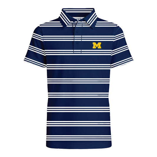 Michigan Wolverines Garb Youth Navy Kellen Striped Polo