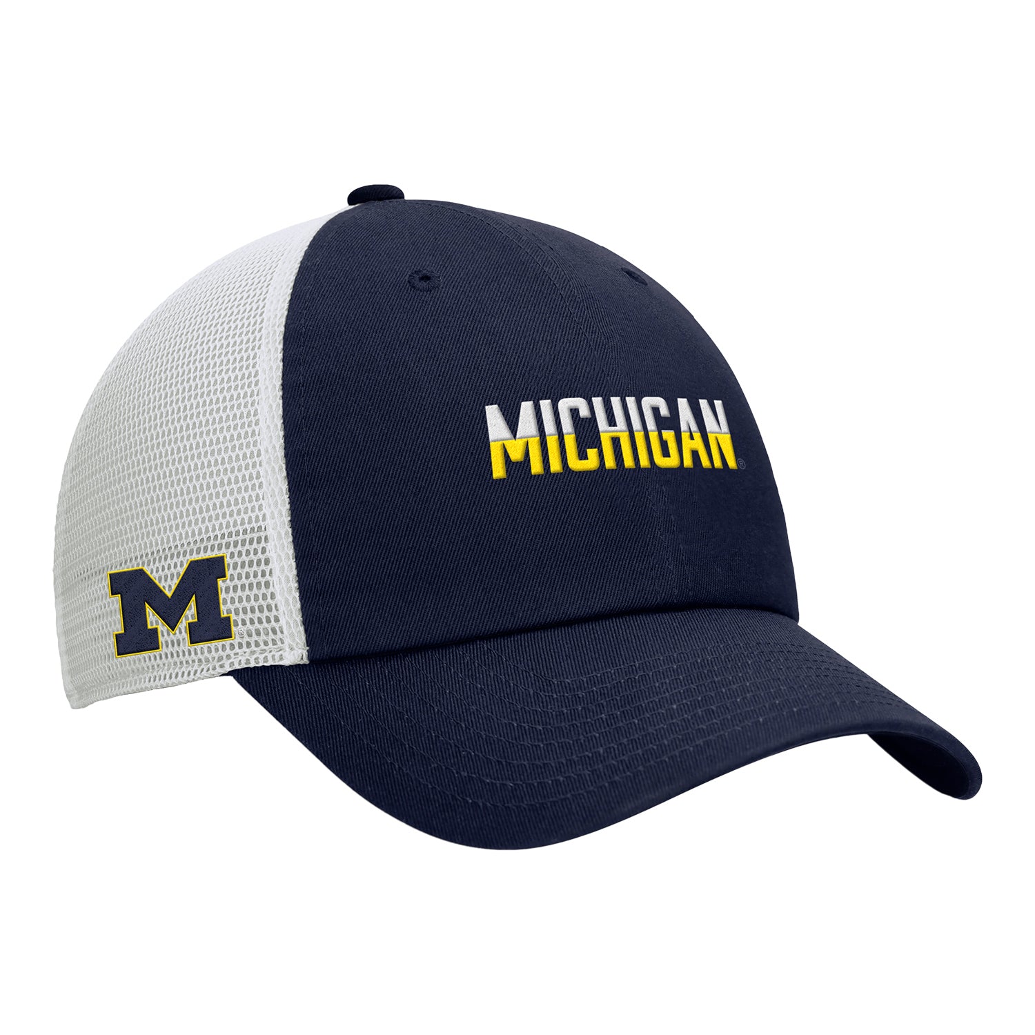 Michigan Wolverines BCS Youth Navy Club Meshback Hat - Front View