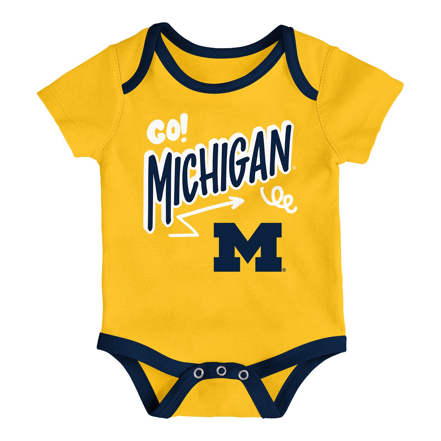 Michigan Wolverines Infant All Day Play Onesie Three Pack In Blue - Maize View