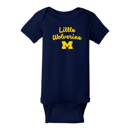 Michigan Wolverines Infant Little Wolverine Creeper Shirt In Blue - Front View
