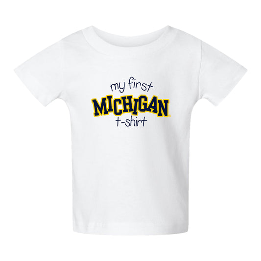 Michigan Wolverines White Infant "My First" Tee In White - Front View