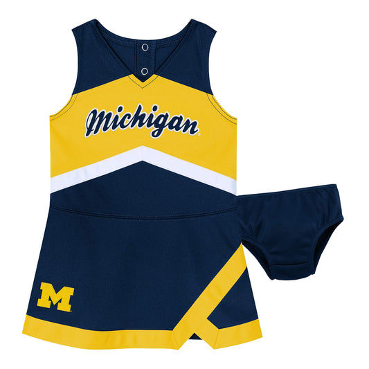 Michigan Wolverines Toddler Navy Cheer Captain Dress - Front View