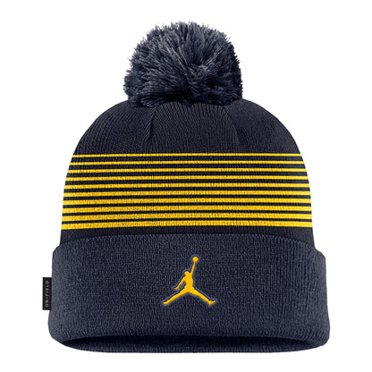 Michigan Wolverines Jordan Youth Navy Pom Striped Beanie