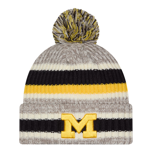 Michigan Wolverines Youth Multi Stripe Pom Pom Beanie