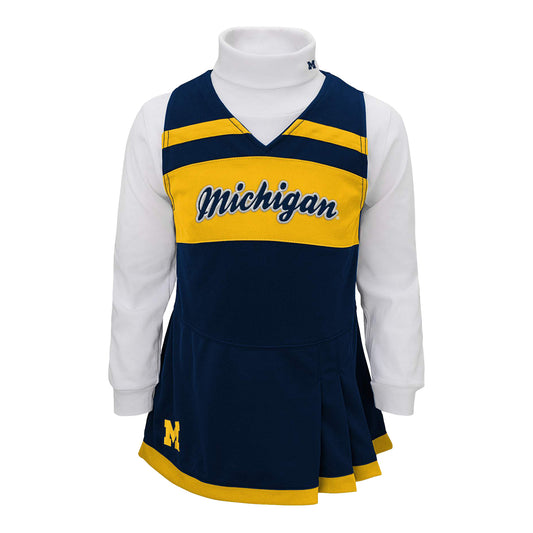 Michigan Wolverines Youth Outerstuff Cheerleader Outfit - Front View