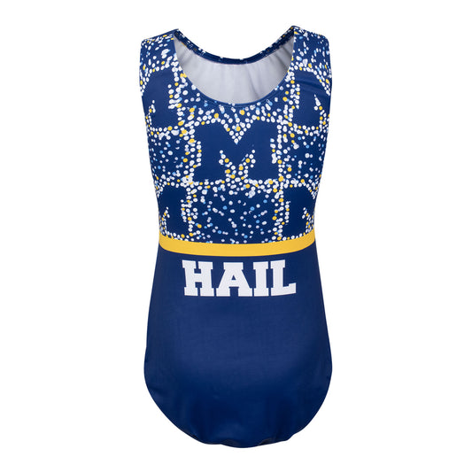 Michigan Wolverines Block M Youth Leotard In Blue - Back View