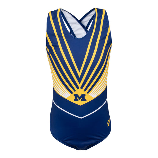 Michigan Wolverines Striped Youth Leotard In Blue - Front View