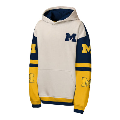 Michigan Wolverines Youth Grey Field Goal Fleece Hoodie - Front View