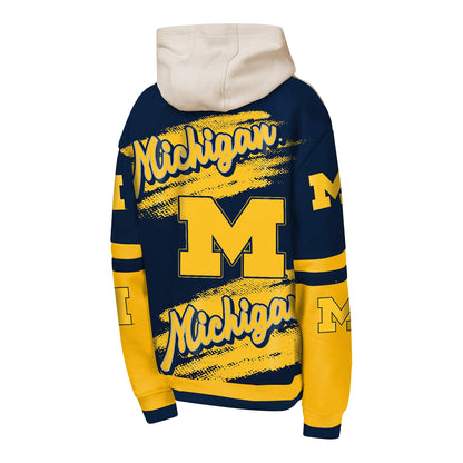 Michigan Wolverines Youth Grey Field Goal Fleece Hoodie - Back View