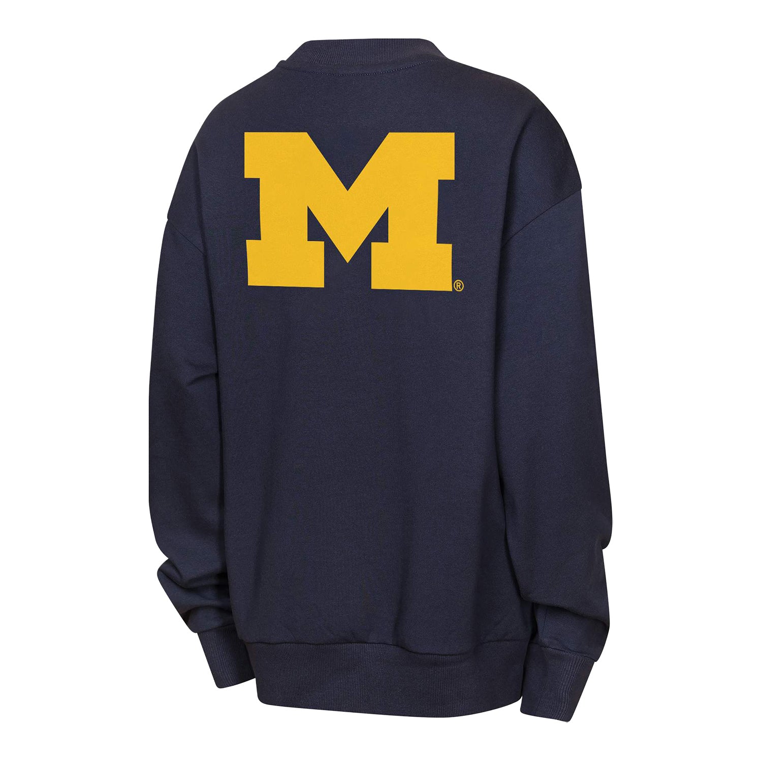 Michigan Wolverines Youth Girls Navy Long Sleeve Retro Sweatshirt - Back View