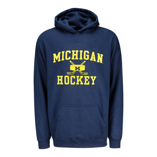 Michigan Wolverines Hockey Youth Stick and Puck Hoodie