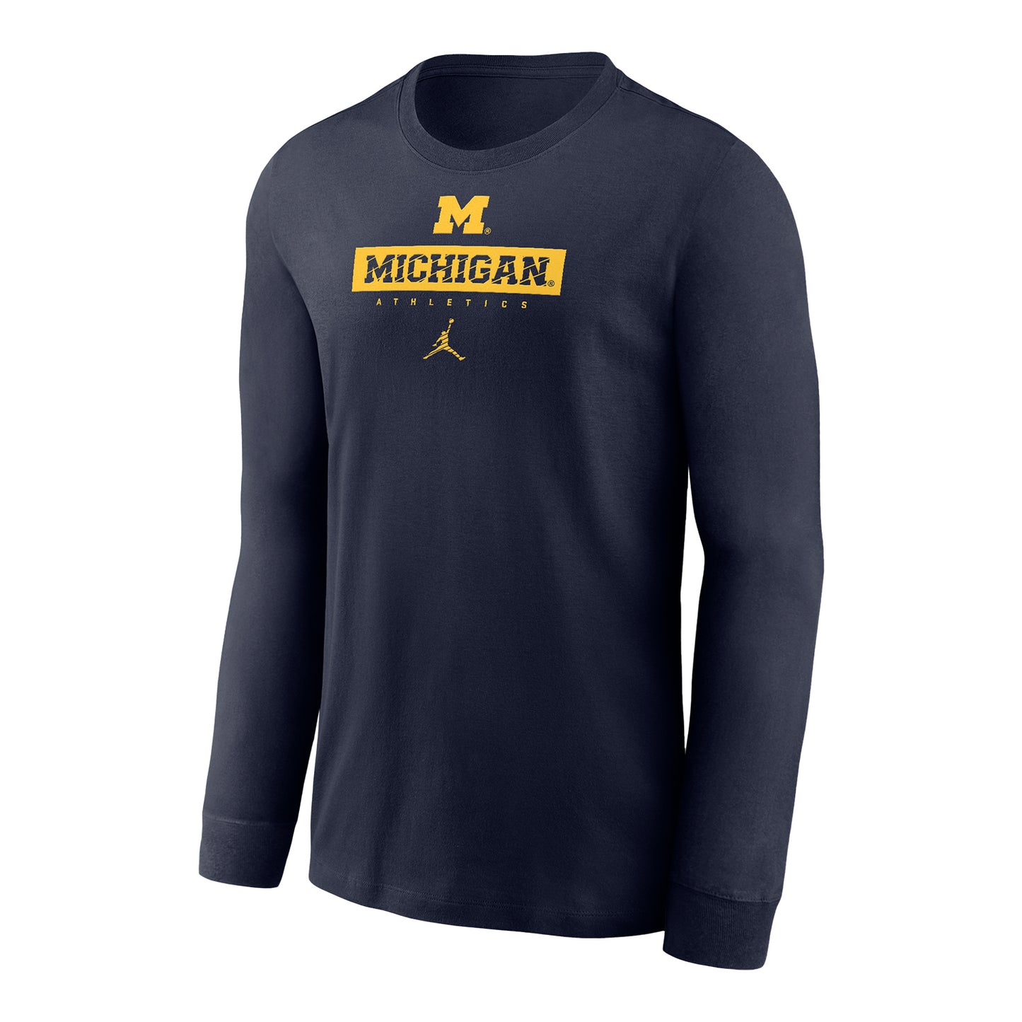 Michigan Wolverines Youth Jordan Blue Team Wordmark Long Sleeve T-Shirt