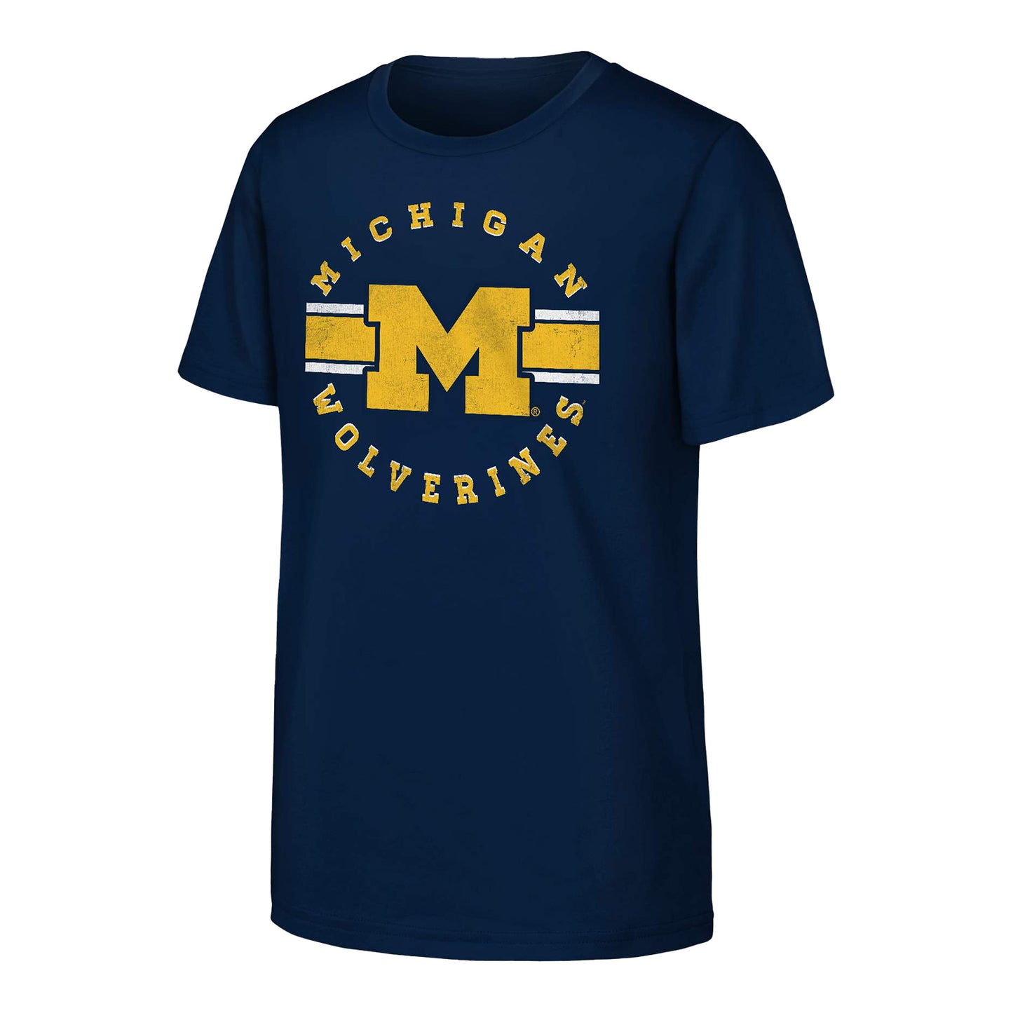 Michigan Wolverines Youth Outerstuff Blue Primary Logo Stripe T-Shirt