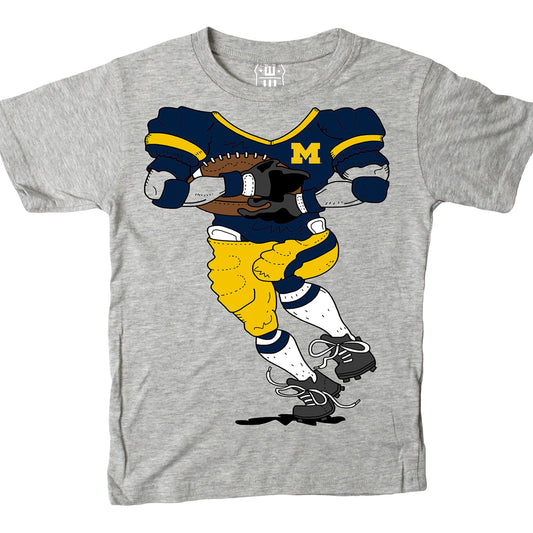 Michigan Wolverines Youth Wes & Willy Gray Player T-Shirt - Front View