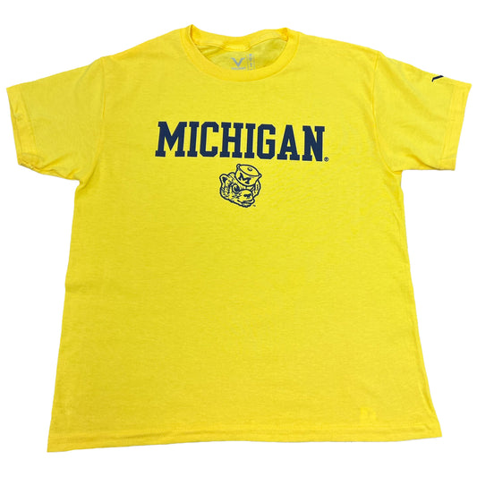 Michigan Wolverines Youth Valiant Maize Wordmark Retro Logo T-Shirt