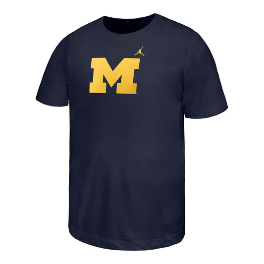Youth Michigan Wolverines Nike Primary Logo T-Shirt In Navy - Front View