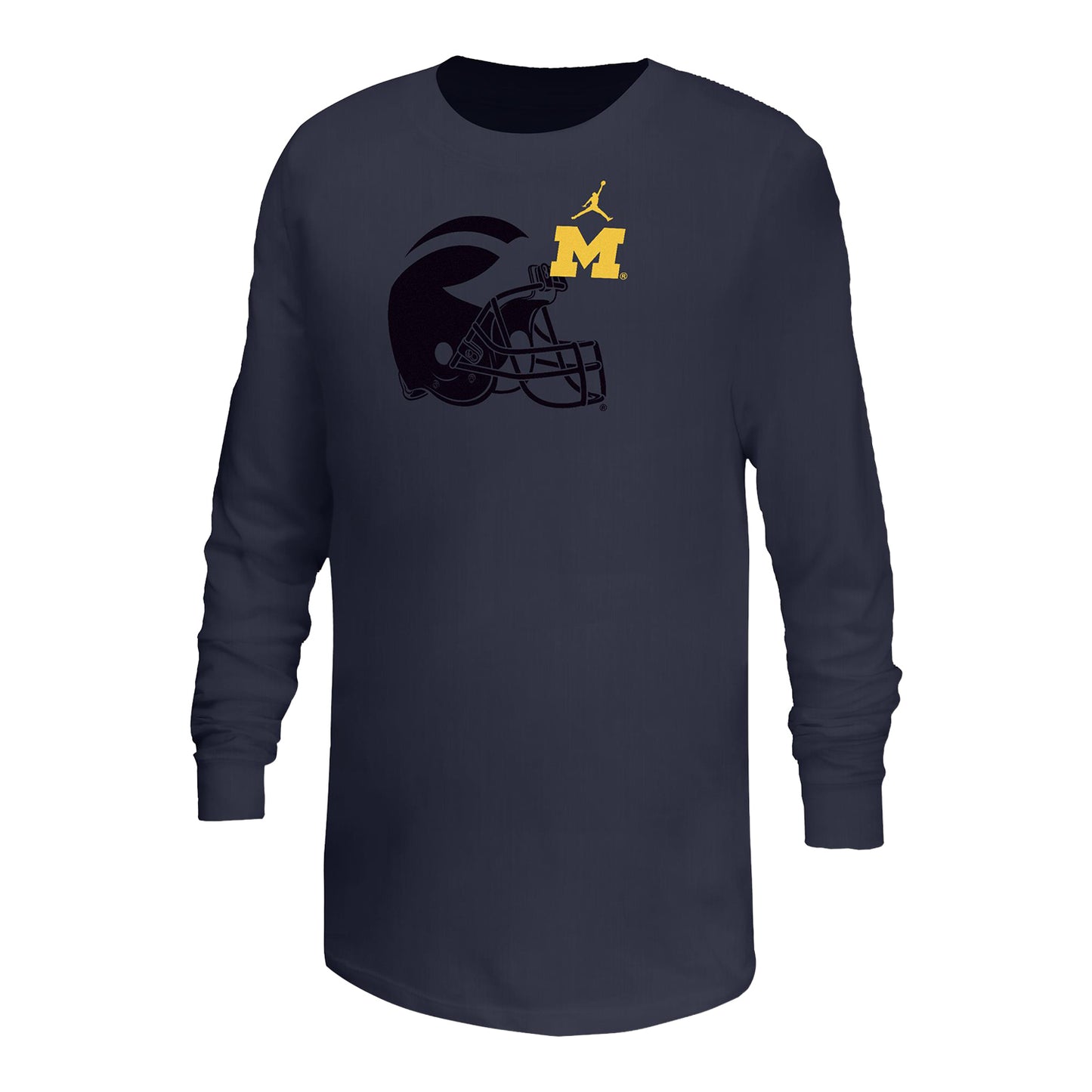 Youth Michigan Wolverines Nike Mascot Long Sleeve T-Shirt In Blue - Front View