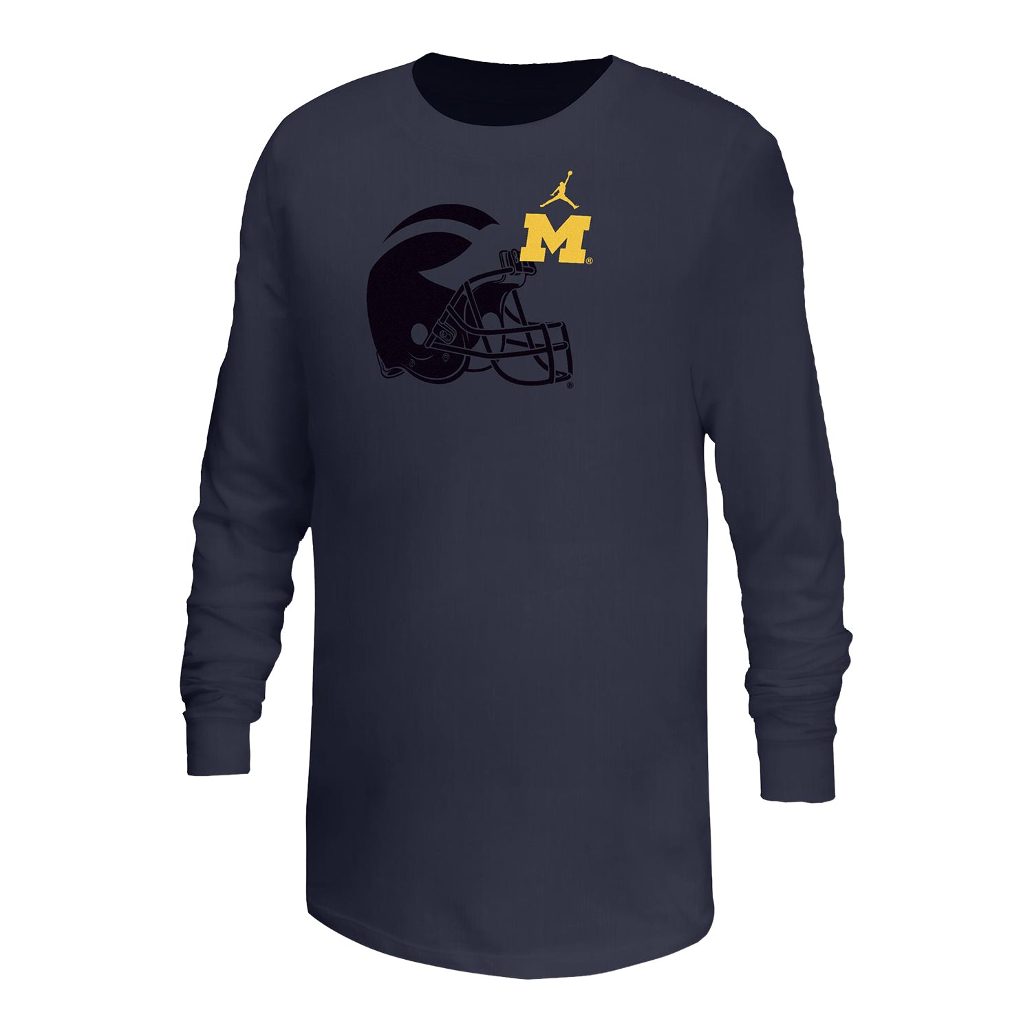 Youth Michigan Wolverines Nike Mascot Long Sleeve T-Shirt In Blue - Front View